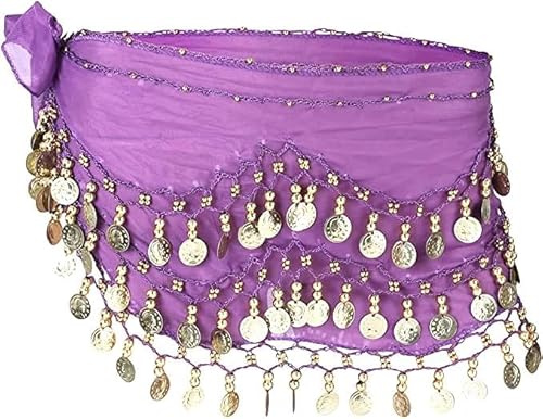 Kiuiom Cintura Danza Ventre,Sciarpa Danza Ventre,Cintura Danza Indiana,Ballo di Pancia Sciarpa Foulard Ventre Belly Dance Hip Scarfs Costume per Latino Americano,Festival,Performance Scenica (Viola)