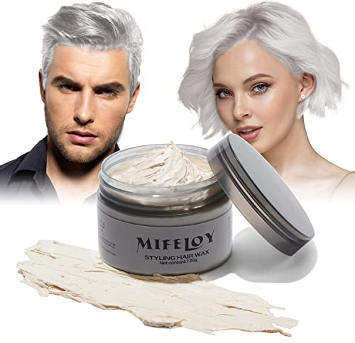 Weiß Haartönung Temporäre Haarfarbe 4,23 Unzen, Instant Hair Cream Mud Natürliche Frisur Pomade, Männer Frauen Styling Haartone Wax, Haar Wachs für Party Cosplay Halloween