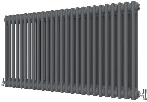 Radbliss Horizontal Traditional 2 Column Radiator 600x1190mm Anthracite Matt Grey Cast Iron Style Design RAD Central Heating