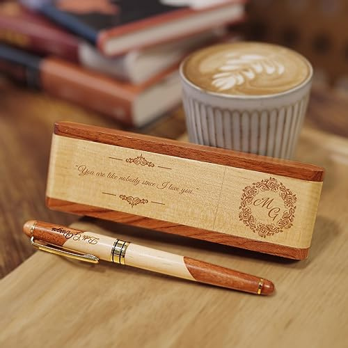 Personnalisée Stylo à bille en bois fait à la main,avec gravure de haute qualité Boîte cadeaux d'affaires (Collège)