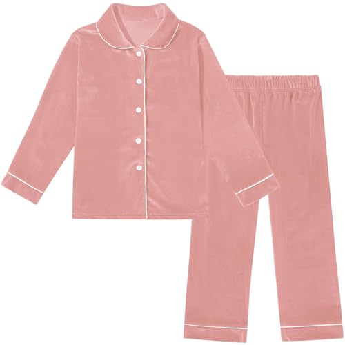 WISREMT Boys Girls 2 Pieces Outfits Kids Velvet Long Sleeve Button Down Shirt & Trousers Set Warm Soft Winter Clothing Sets for Party Birthday Halloween Christmas Top Pants Set 5 6 7 8 9 10 11 12 13T