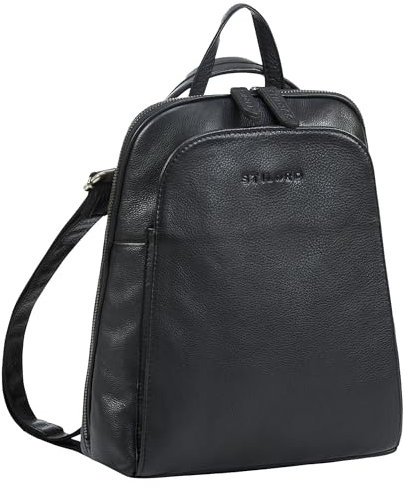 STILORD 'Ophelia' 2-in-1 Rucksack-Tasche Echtleder - Crossbody Bag Handtasche Leder Rucksack Klein - Cityrucksack Daypack Umhängetasche Damen Tagesrucksack 10,9 Zoll, Farbe:schwarz