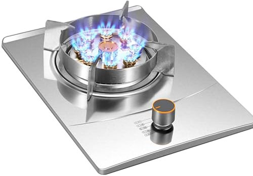 THEGA 7KW Portable Gas Cooker, 9 Cavities Cooktop Stainless Steel Burner, Single Port Gas Stove, Desktop and Recessed Installation Suitable, for Kitchen And Outdoor Camping Cooker(NG)