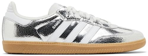 adidas Samba OG Damen-Sneaker, Silber Metallic Cracked Leather, 36.5 EU