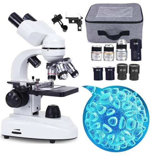 Microscopio Biologico Ad Alta Definizione 6000X-15000X, Distanza Interpupillare 55-75 Mm Collegabile A Un Telefono Cellulare Set di Microscopi Binoculari,10000X