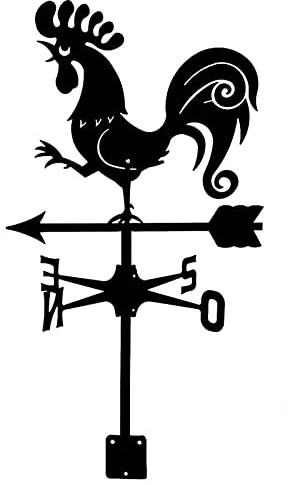 Veleta de Metal con Forma de Gallo, indicador de dirección del Viento, Veleta Retro Duradera, Herramienta de medición de estacas para jardín con Escena de Granja