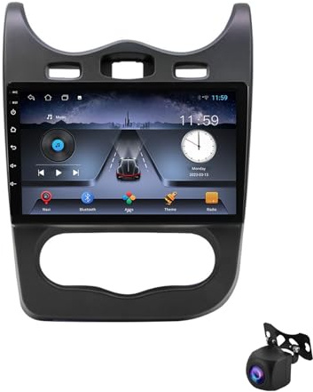 Autoradio Android 13 con navigatore GPS per Renault Sandero 2013-2014,ricevitore audio da incasso,schermo touchscreen HD da 9 con Bluetooth 5.0,supporto GPS,CarPlay,Android Auto/SWC/Vivavoce (Wi-Fi