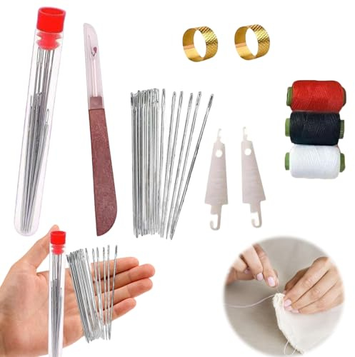 37Pcs Sewing Tool Set, Needle and Thread Kit,Needles Thread Hand Repair Tools,DIY Hand Made Craft Set, Sewing Working Kit for Beginners (1PCS)
