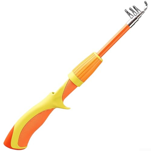 Mini canne à pêche pour enfants, 1,3 m, canne à leurre télescopique, portable, design en 5 sections avec moulinet, flux extérieur pour enfants/débutants (A)