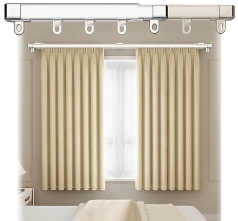 Sistema de riel de cortina extensible, juego de rieles telescópicos de aluminio para montaje en techo o pared, corredores de deslizamiento suave, ideal para separadores de habitaciones y cortinas de