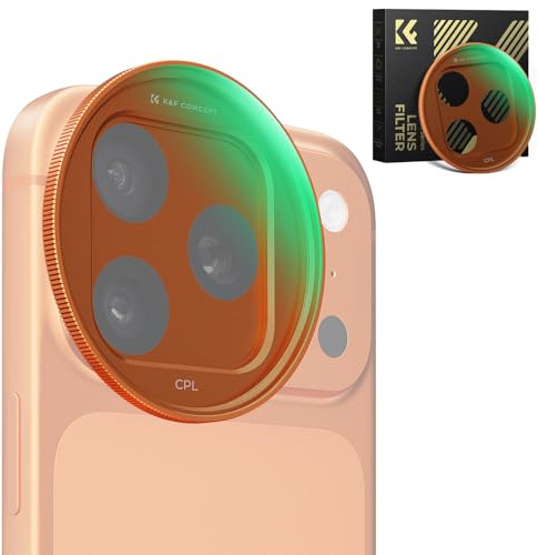 K&F CONCEPT Snap-On CPL Filter for iPhone 17 Pro Max/17 Pro, 9.5g Ultra-Lightweight Polarizing Filter with Snap-on Deco Mount, AGC Glass 28-Layer Coating Anti-Reflection