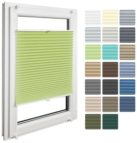 Home-Vision® Premium Faltrollo Plissee ohne Bohren mit Klemmfix jalousien Fenster innen(Grün B60cm x H120cm) Modern Klemmträger Verdunklung Blickdicht Sonnenschutz Jalousie für Fenster & Tür