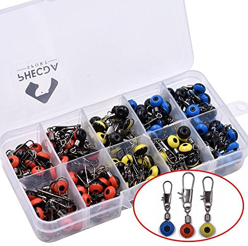 Phad Fishing - 100 Pcs Boîte Haricot Espace de Pêche en Caoutchouc Rouge, Bleu, Jaune - 36mm, 32mm, 28mm - Pêche en Eau Douce ou Salée