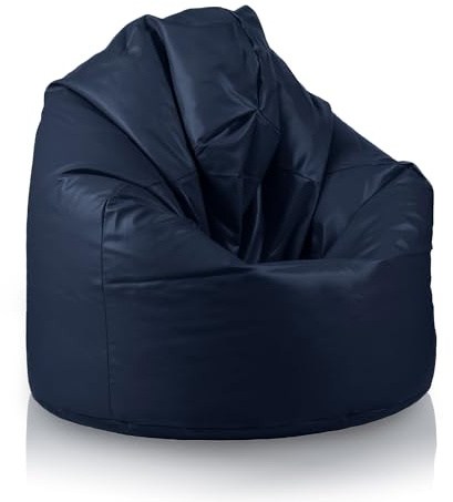Bepouf - Pouf a Sacco Morbido in Ecopelle con Imbottitura in Palline di Polistirolo, Poltrona a Sacco Adatta per Camera e Salotto - Dimensione Media 110x70, Colore Blu Scuro