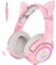 Gaming-Headset Pink, Abnehmbarer Cat Ear Kopfhörer, 7.1-Surround-Sound-Gaming-Headset mit Einstellbarer Geräuschunterdrückung, LED-Licht, einziehbarem Mikrofon