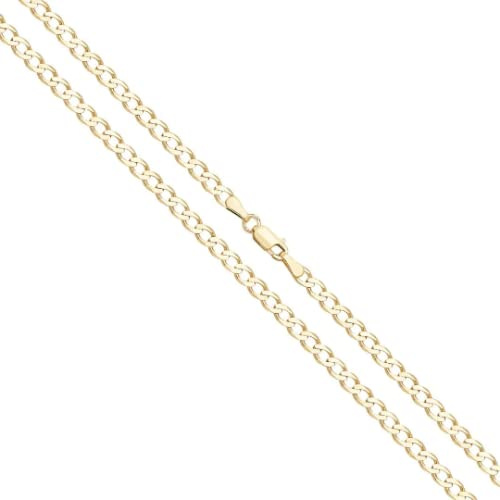 Old English Jewellers 9ct Yellow Gold on Silver Solid Curb Chain - 3mm - 16 18 20 22 24 26 30 (16)