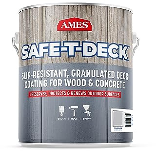 Ames Safe-T-Deck Granulated Formula Exterior Paint - 1 Gallon Greyhound Paint - Great for Porches, Patios, Decks, Walkways and More - Made in The USA, 153 Fl Oz (Pack of 1)