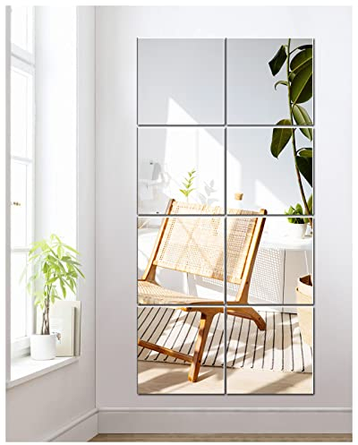 TOLOVIC Wandspiegel Spiegel Selbstklebend aus Glas Spiegel HD Spiegelfliesen Selbstklebend Türspiegel Ganzkörperspiegel Klebespiegel für die Wand Wohnzimmer Schlafzimmer Bad Flur