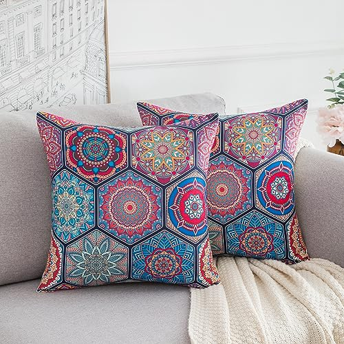 Kissenbezug 50x50 Boho Dekokissen Sofakissen Moderne Mandala Kissenhülle Kissenbezüge Baumwolle Leinen Zierkissenbezüge für Sofa Auto Büro Home Dekor 4er Set