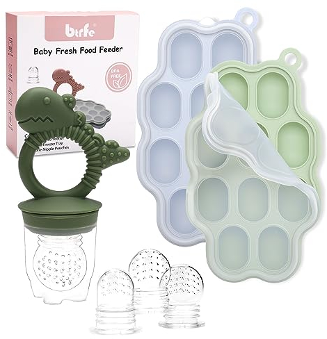 Babynahrungs-Aufbewahrungsbehälter mit Fruchtsauger Baby,btrfe Baby-Fruchtzufuhr-Schnuller Muttermilch Zahnen Popsicle Form Hausgemachte Babynahrung Einfrieren Behälte für selbstfütternde,Grün