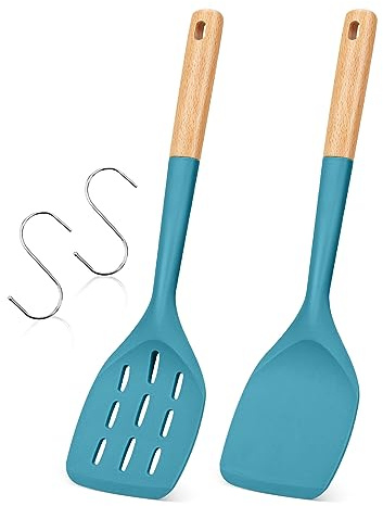 Badiano Silicone Spatula, Non Stick Turner for Cooking, Food Grade, Blue