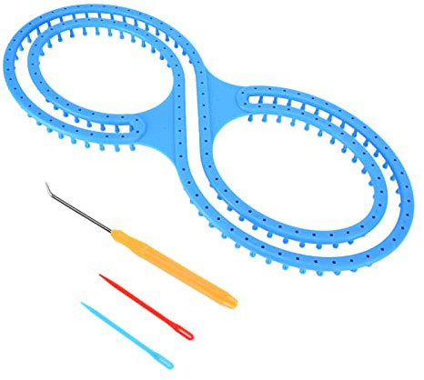 Knitting Loom Small Plastic Knitting Loom Kit with Crochet Needles for DIY Craft, 8 Shape Plastic Loom Knitting Board for DIY Blanket Socks Scarf Hat Craft