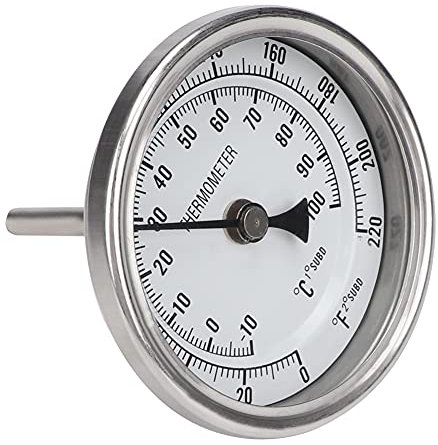 Termometro per Birra, Termometro per Pentole in Acciaio Inox 1/2 NPT Chiaro Termometro a Quadrante in Metallo a Grande Scala per Birra Caffè Bevande Caramelle Sciroppo D'Acero