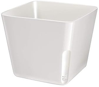 Zendea Vaso Quadrato Bianco per Piante, Fiori o Erbe Aromatiche 13x11cm - Ideale per Coltivare in Giardino, Balcone o Terrazzo - Moderno con Comoda Trasparenza per Controllo del Livello dell'Acqua