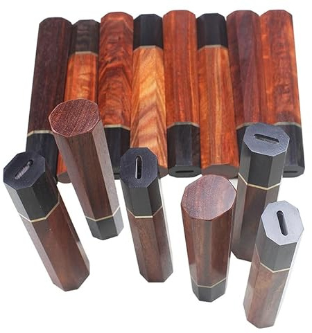 1 styck japansk stil blod sandelträ åttakantigt trä knivhandtag gör-det-själv japansk nötköttskniv handtag Willow Chef kökstillverkning (4,0 mm x 12 mm x 138 mm)