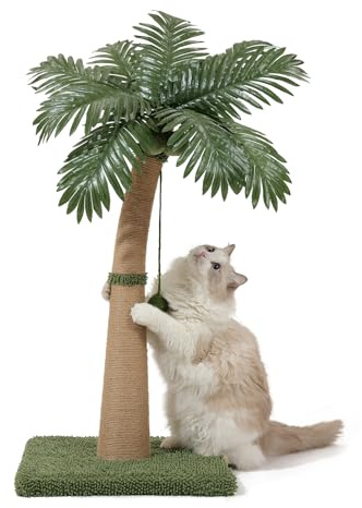 Furlogy Cat Scratching Post Cat Scratcher, 92cm Tall Scratch Post for Cats with Natural Sisal Rope, 3 Interactive Balls and Curved Design Scratching Posts for Indoor Cats, Multi-Combinable (Style B)