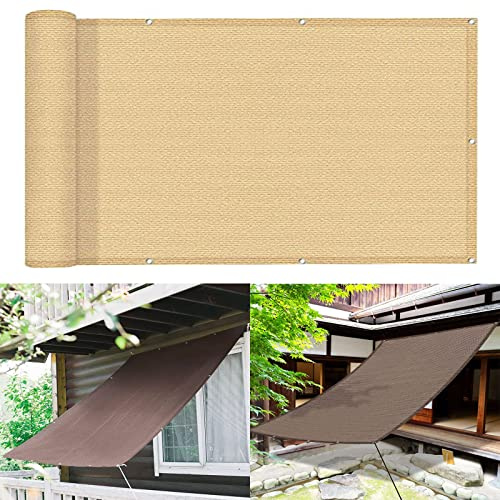 Auvent en polyéthylène haute densité anti-UV à 95 % pour extérieur, jacuzzi, jardin, terrasse, cour, fête, facile à installer avec corde gratuite Jaune sable 10 x 10 m