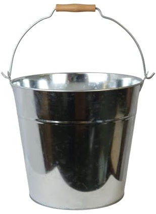 Easy Shopping® Multipurpose Galvanised Metal Bucket with Wooden Handle, Capacity 10L, 12L, 15L, 18 Liter, Perfect for Home, Garden, Kitchen, Bathroom & Industrial Use (10 Liter)