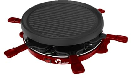 LITTLE BALANCE 8947 Cheese & Divertimento, Griglia per raclette 2 in 1, fino a 6 persone, Senza PFAS, 800 W, Peperoncino