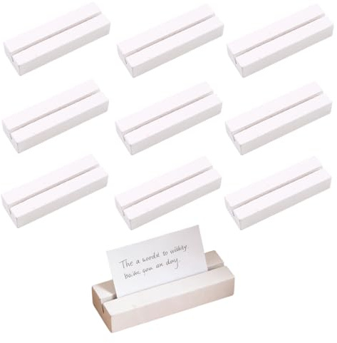 Porta Menu da Tavolo, 10 Pezzi, Segnaposto Legno Supporto Portacarte, Supporto Elegante e Robusto, per Ristoranti Matrimoni Banchetti e Feste Porta Foto, Bianco, 80 x 25 x 15 mm