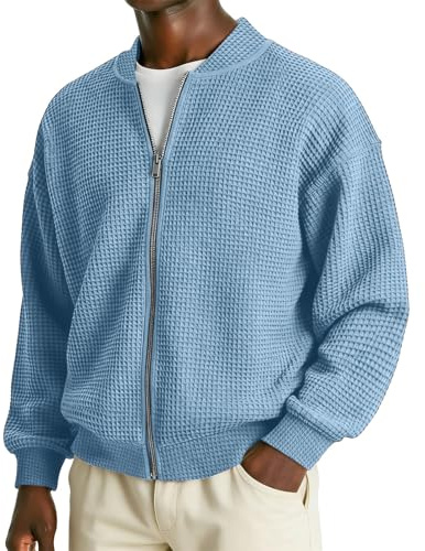 Cárdigan Casual Cremallera Integral para Hombre con Cuello Alto de Punto Acanalado Chaqueta Sudadera Primavera Y Verano Cardigan Chaleco Hombre Suéter Cremallera Chaqueta Mediados
