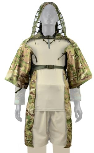 Grtheenumb Ghillie Hood, Ghillie Poncho, Accessoire de Costume léger et Respirant pour la Chasse, Le Camouflage