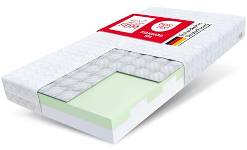 FDM Matratze 90x200 cm Härtegrad H3 Höhe 16 cm Kindermatratze Schaumstoffmatratze HR-Schaum Polyurethan-Schaum Buchweizen 7 Komfortzonen mit Hypoallergenem Waschbarem Premium-Bezug Oeko-Tex Paulo