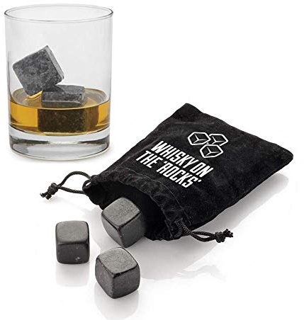 Generise Granite Whiskey Ice Stones Cooler x 9PC Cubes Scotch Reuseable Velvet Pouch Gift with a Storage Pouch (Dark Grey)