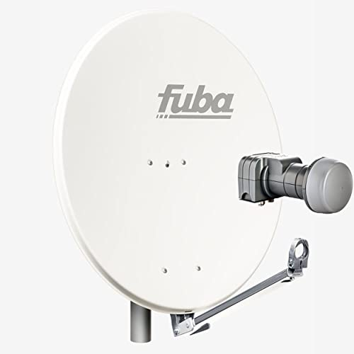 Fuba Satellitenschüssel Komplettset 2 Teilnehmer DAL 802 W - Sat Komplettanlage Fuba DAL 800 W Alu Sat-Schüssel/Sat-Spiegel weiß + Fuba DEK 217 Twin Universal LNB - HDTV, UHD(4K/8K), 3D