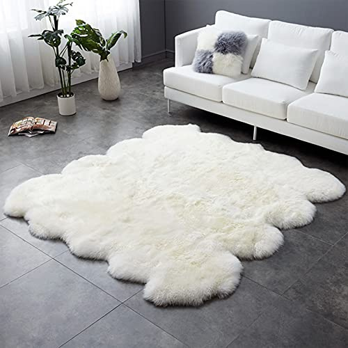 Alfombra Piel De Oveja Auténtico Alfombra Piel De Cordero Grande Alfombra Lana Alfombras Pelo Largo (Blanco) (Size : 8p(185 * 200cm))