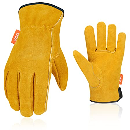 Vgo... 1 Paar Sicherheits-Arbeitshandschuhe, Gartenarbeit-Handschuhe, Rigger Handschuhe, Bauhandschuhe,Leder, Männer(CB9501)