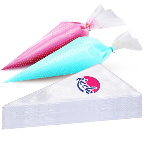RICCLE Sacchetti usa e getta per tubazioni da 40,5 cm – 100 sacchetti anti scoppio, ideali per decorare torte e biscotti