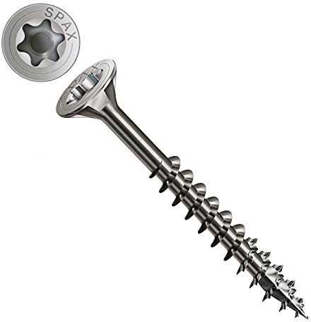 4X40/23mm Tornillos para madera, accionamiento Torx, cabeza múltiple T-Star Plus, 4cut, autoperforante, sin óxido, acero inoxidable A2, sujetador de tornillo para terraza Spax (200 piezas)