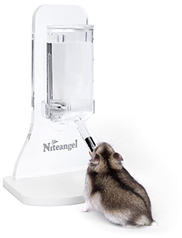 Niteangel Vattenflaska för hamstrar, 80 ml, med stativ, droppfri vattenmatare/dispenser för gerbil, hamster, mus, degu, lämmel, igelkott eller andra små husdjur