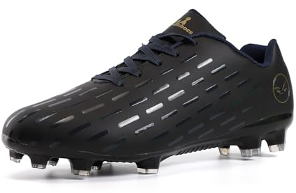 GWMDKI Football Boots for Mens Cleats Professional FG/AG Spikes Soccer Shoes Black 7.5 UK