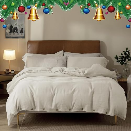 CHUFFED Halbleinen Bettwäsche 135x200 2teilig Leinen Bettwäsche Set Bettwäsche, Bettbezug 135x200 cm + 1er Kissenbezug 80 x 80 cm, Oeko-Tex Zertifiziert,aus 55% Leinen 45% Baumwolle (Beige)