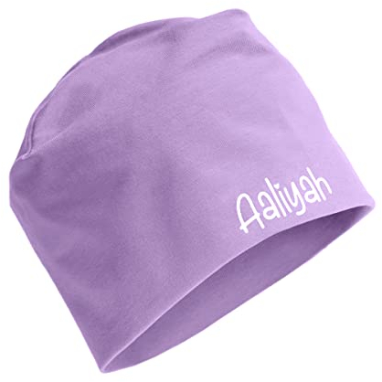 AngelicArt Personalisierte Kindermütze, Beanie für Kinder mit Wunschnamen, für Jungs, Mädchen, Unisex aus Baumwolle/Jersey (lila)