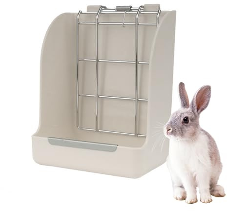 Voarge 1 Piezas Comedero para Conejo, Comedero Heno para Mascotas, Alimentador de Heno Colgante, para Cobayas, Chinchillas, Hámsters(Blanco)