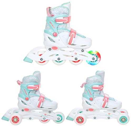 CROXER 3in1 Inline Skates Triskates Rollschuhe Inliner für Kinder Mädchen Jungen verstellbar (Inez, 34-37 (21cm-23cm))