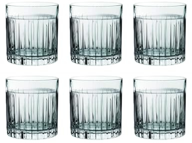 Avilia Lot de 6 verres à liqueurs idéaux pour whisky, grappa, amer, 8,3 x 8,6 cm – en cristal 90 cl, résistants, avec coupe linéaire
